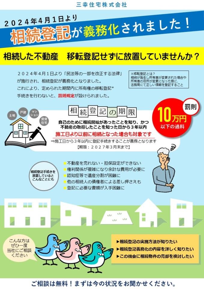 相続登記が義務化されました